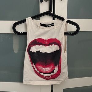 Silence + Noise White Tank Top with Red Graphic
